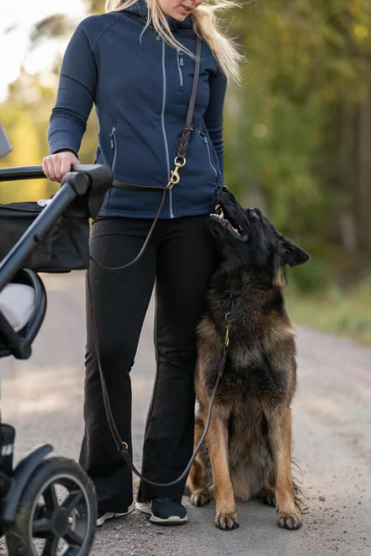 Läderkoppel 1,8m med Handtag - Mörkbrunt